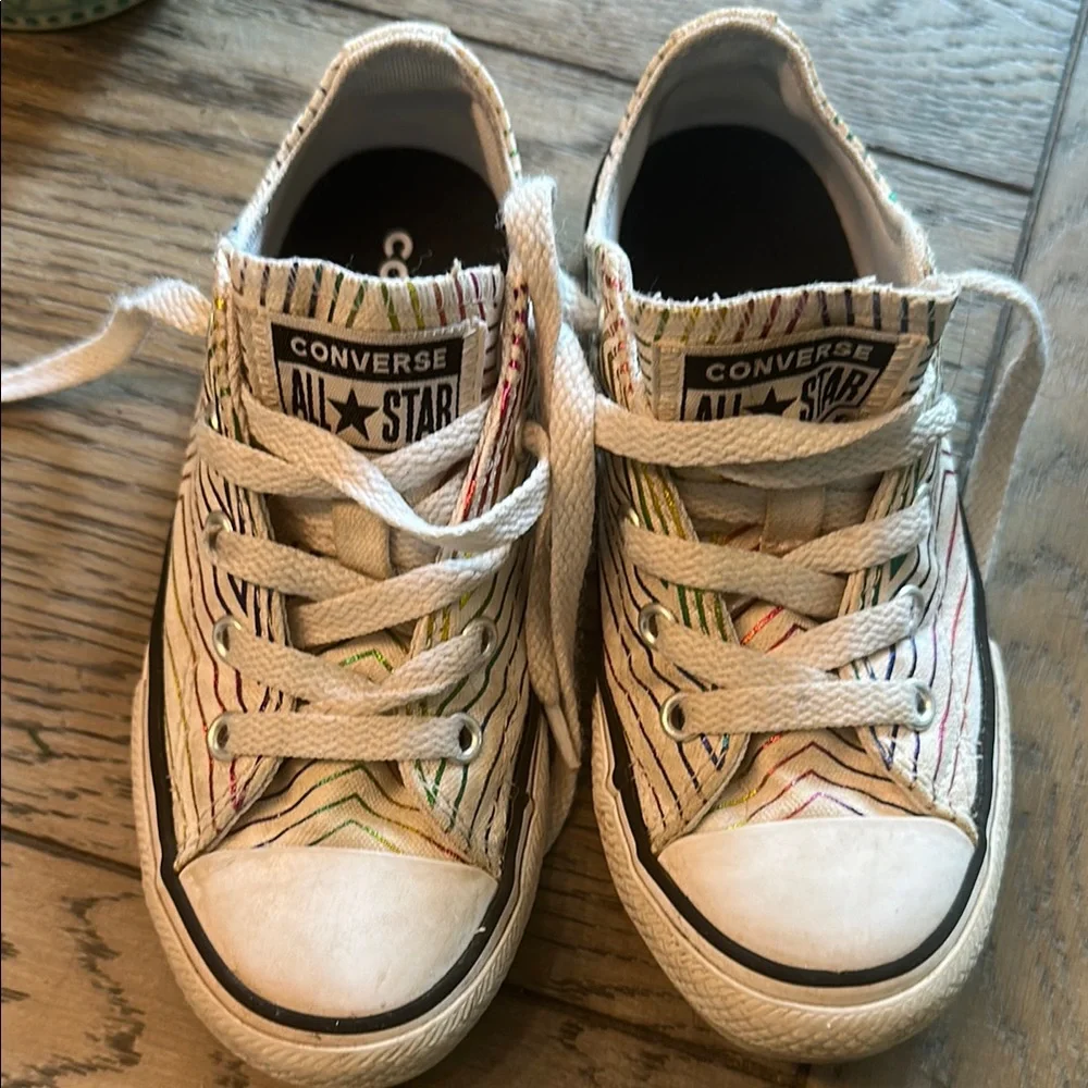 Converse Kids' White and Multicolor Stripe Sneakers